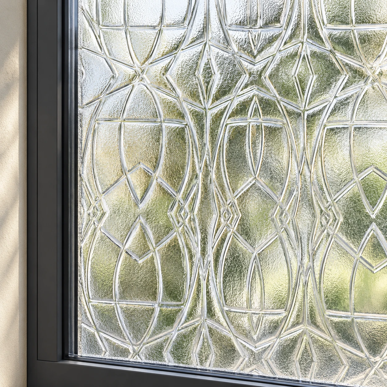 Illustration of decorative textured glass in an anthracite frame