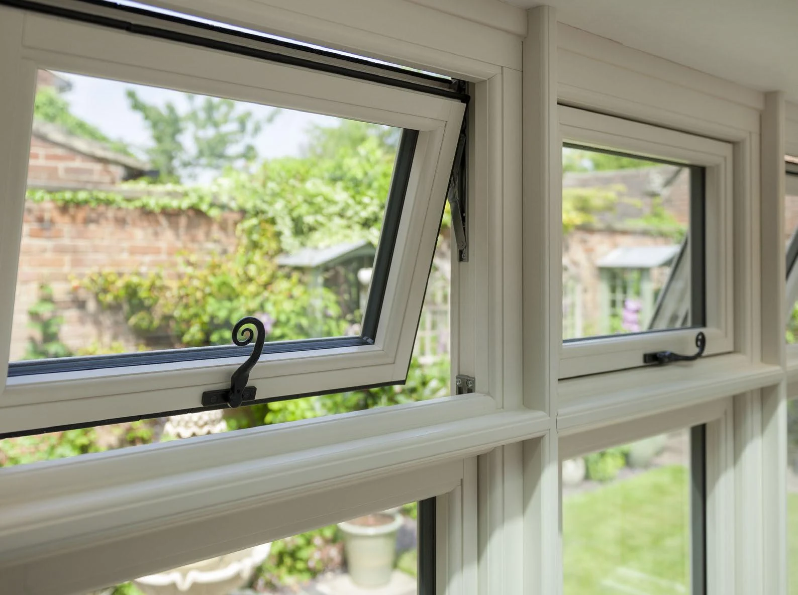 Residence 9 window with an open sash shown from inside